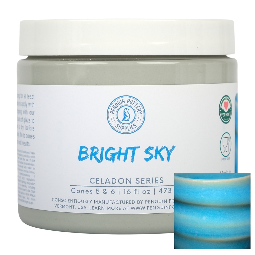 Penguin Pottery - Celadon Series - Bright Sky Blue (Pint | 16 fl.oz | 473 ml)