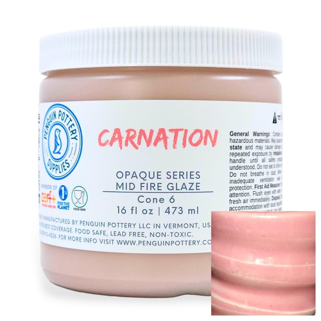 [PP-GZ-MH-300] Penguin Pottery - Opaque Series - Carnation (Pint | 16 fl.oz | 473 ml)