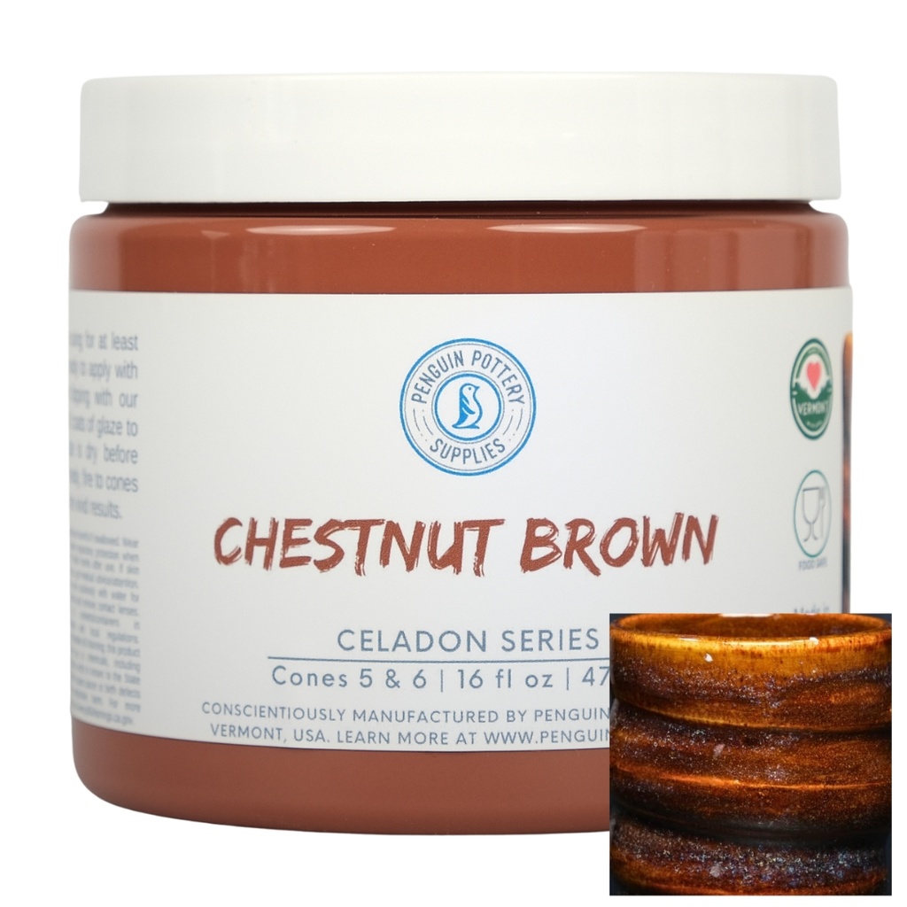 [PP-GZ-MH-277] Penguin Pottery - Celadon Series - Chestnut Brown (Pint | 16 fl.oz | 473 ml)