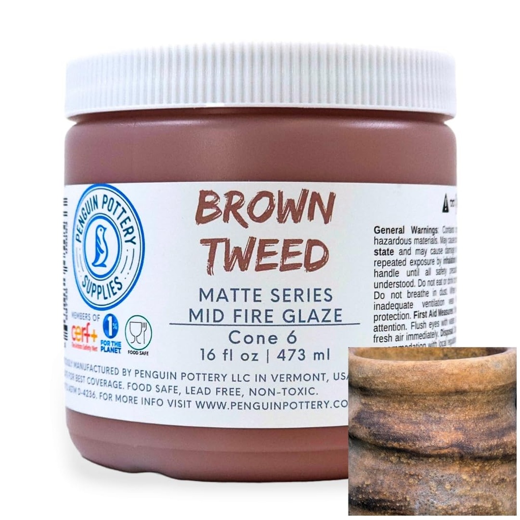 Penguin Pottery - Matte Series - Brown Tweed Matte (Pint | 16 fl.oz | 473 ml)