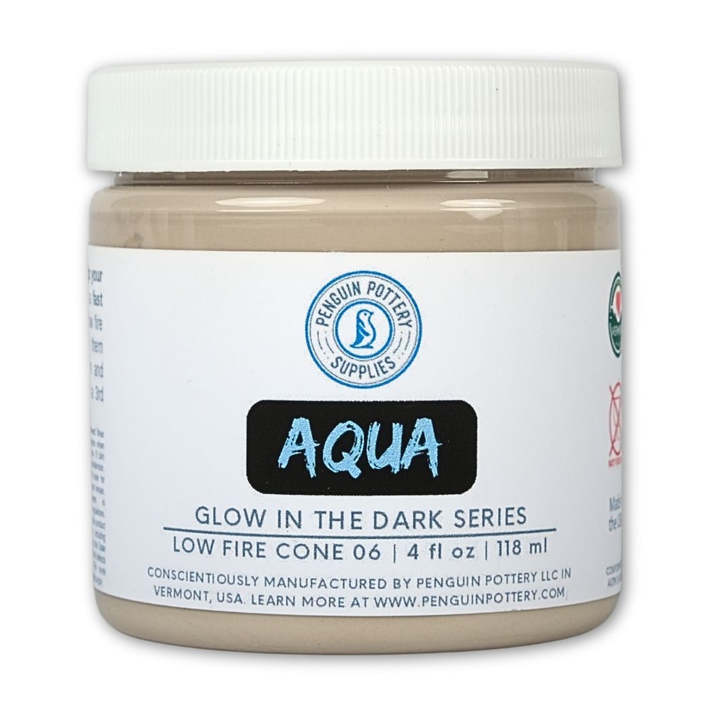 [PP-GZ-GLOW-3000-4OZ] Penguin Pottery - Glow in the Dark Series - Aqua (4 fl.oz | 118 ml)