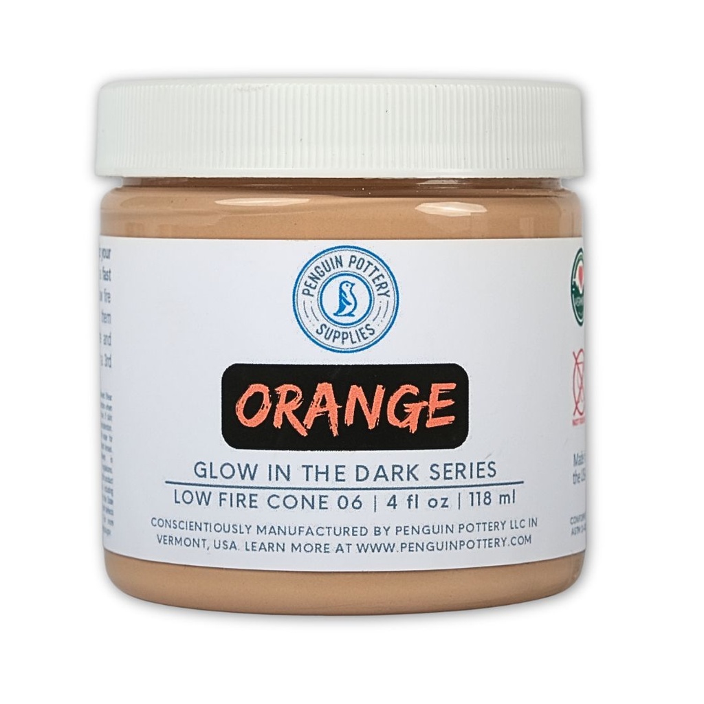 [PP-GZ-GLOW-3003-4OZ] Penguin Pottery - Glow in the Dark Series - Orange (4 fl.oz | 118 ml)
