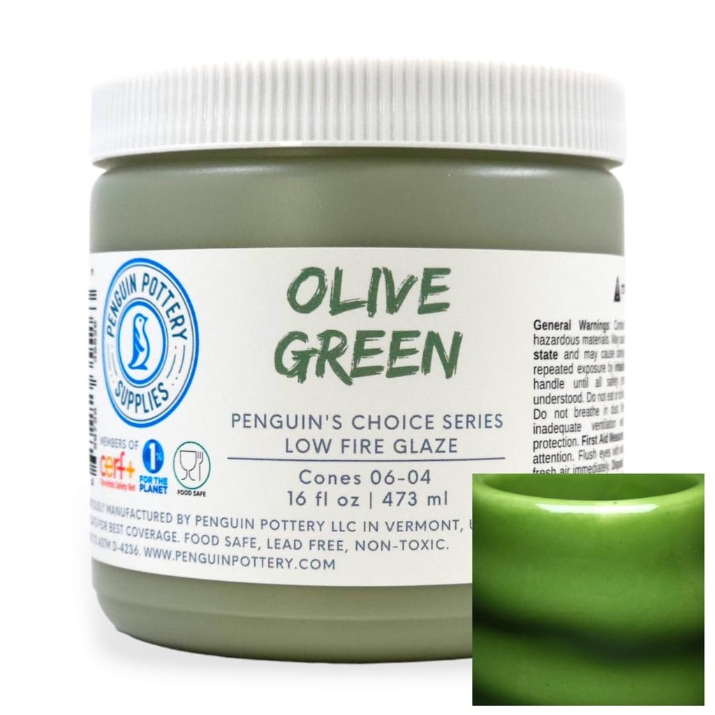 [PP-GZ-L-1060] Penguin Pottery - Penguin's Choice Series - Olive Green (Pint | 16 fl.oz | 473 ml)