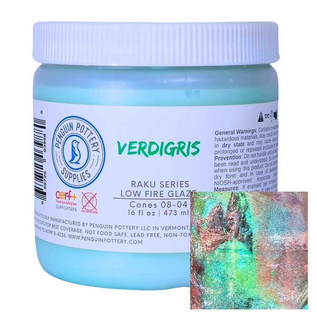 Penguin Pottery - Raku Series - Verdigris (Pint | 16 fl.oz | 473 ml)