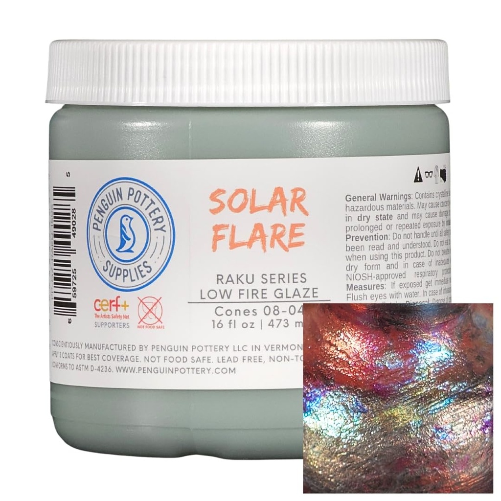 Penguin Pottery - Raku Series - Solar Flare (Pint | 16 fl.oz | 473 ml)