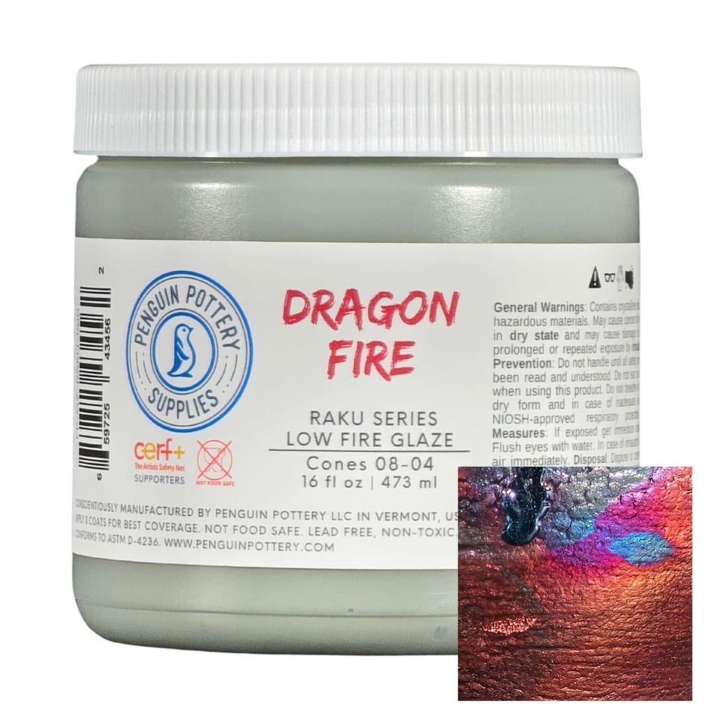Penguin Pottery - Raku Series - Dragon Fire (Pint | 16 fl.oz | 473 ml)