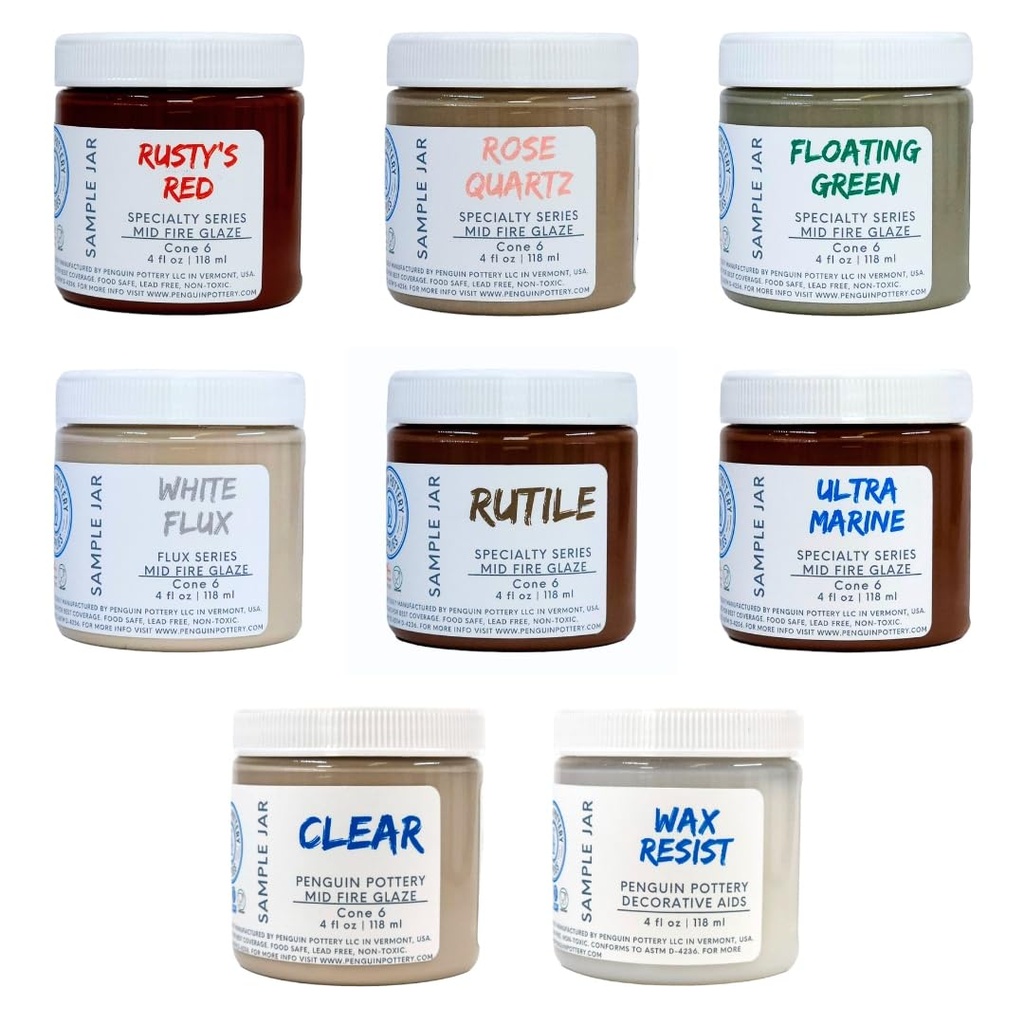 [PP-GZ-MH-SET1] Penguin Pottery - Specialty Series - Glaze Set - Specialty Series #1 (8 x 4 fl.oz jars)