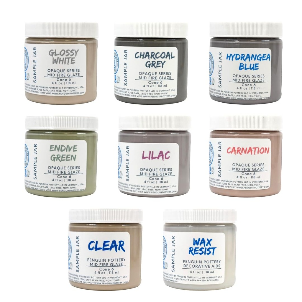 Penguin Pottery - Opaque Series - Glaze Set - Opaque Series (8 x 4 fl.oz jars)