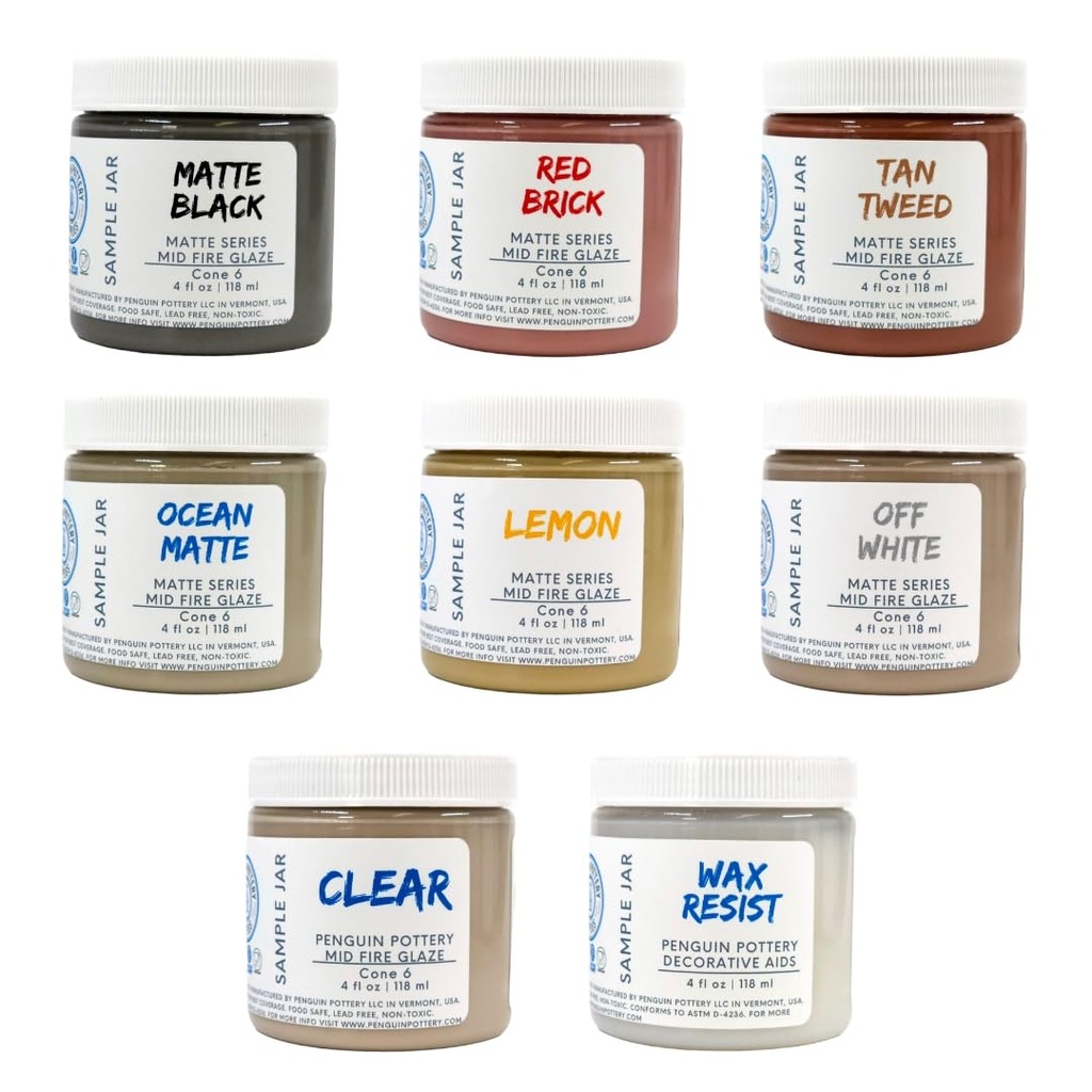 Penguin Pottery - Matte Series - Glaze Set - Matte Series (8 x 4 fl.oz jars)