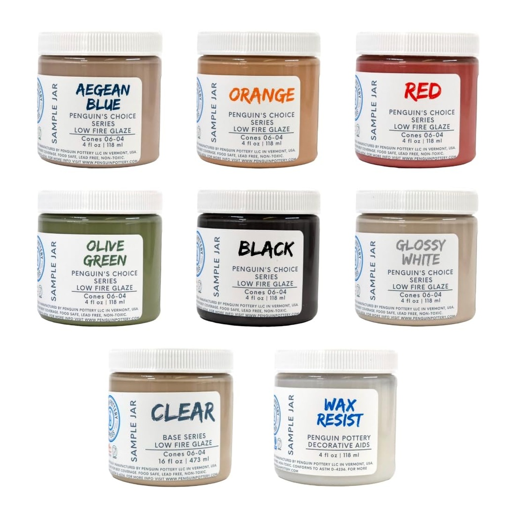 Penguin Pottery - Penguin's Choice Series - Glaze Set - Penguin's Choice Series (8 x 4 fl.oz jars)