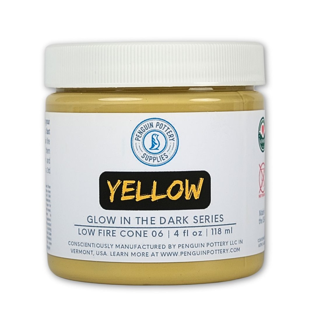 [PP-GZ-GLOW-3007-4OZ] Penguin Pottery - Glow in the Dark Series - Yellow (4 fl.oz | 118 ml)