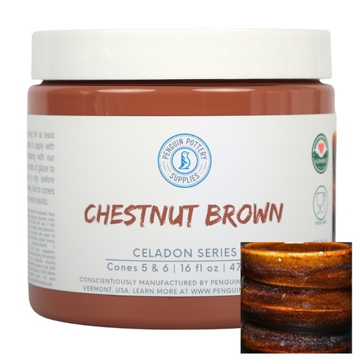 [PP-GZ-MH-277] Penguin Pottery - Celadon Series - Chestnut Brown (Pint | 16 fl.oz | 473 ml)