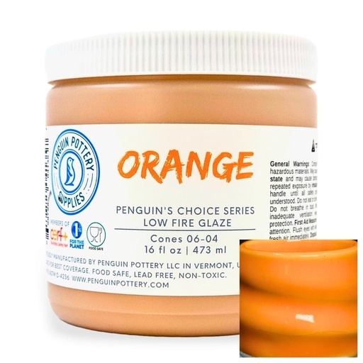 [PP-GZ-L-1006] Penguin Pottery - Penguin's Choice Series - Orange (Pint | 16 fl.oz | 473 ml)