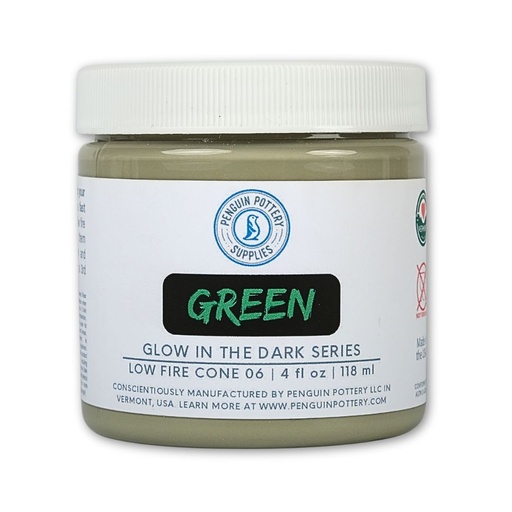 [PP-GZ-GLOW-3005-4OZ] Penguin Pottery - Glow in the Dark Series - Green (4 fl.oz | 118 ml)