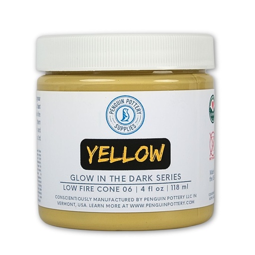 [PP-GZ-GLOW-3007-4OZ] Penguin Pottery - Glow in the Dark Series - Yellow (4 fl.oz | 118 ml)